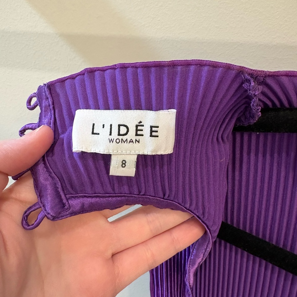 Vibrant Purple Ribbed Mini Dress - Picture 3 of 4